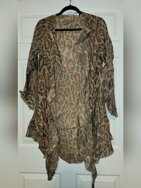 Origami Leopard Print Duster Cardigan